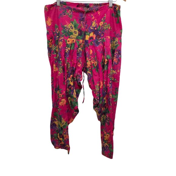 Srishti Bohemian Floral Print Harem Pants Vibrant Colors Drawstring Fit Lightwei - Picture 1 of 10